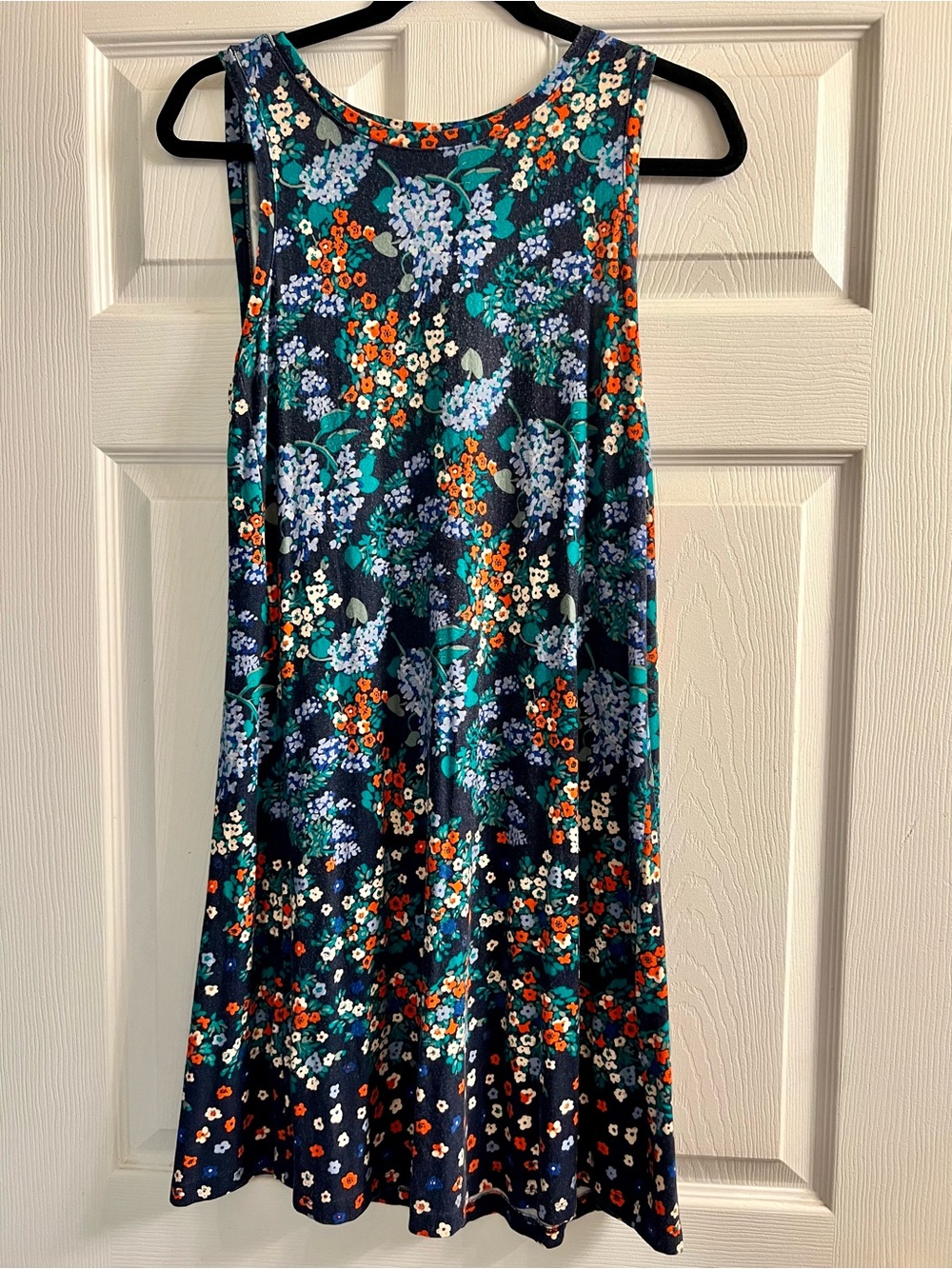 Loft Navy Floral Sleeveless A-Line Dress M Petite